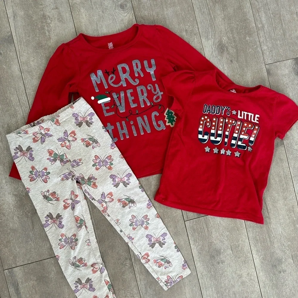 4T Girl clothes bundle Christmas 4th July & pants
